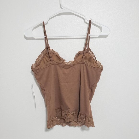 NWT Forever 21 Almost Famous Lace Trim Padded Cami in Cocoa Brown - Size Large - Picture 7 of 8